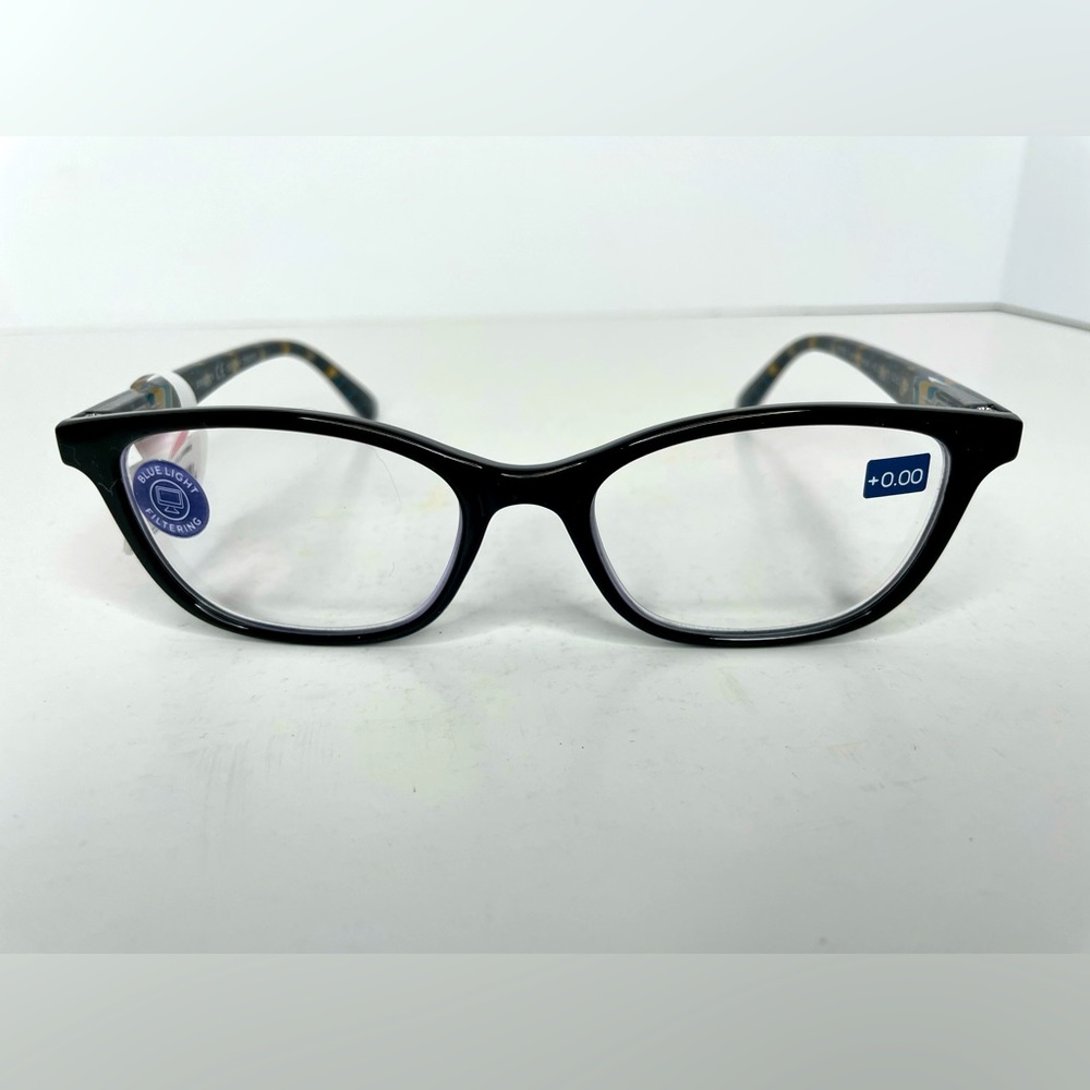 NWT PEEPERS Black Folklore Lore Reading Glasses Focus +0.00 Blue Light Filtering